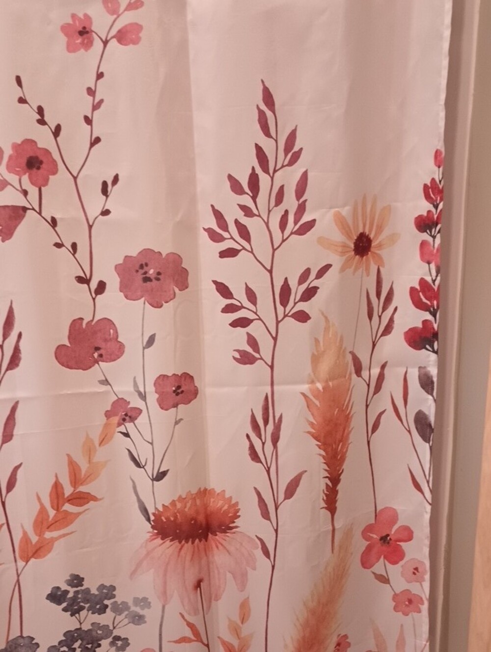 Floral Autumn Shower Curtain W Squirrel, Hedgehog & Pumpkin Design - Fall Colors - Picture 4 of 5